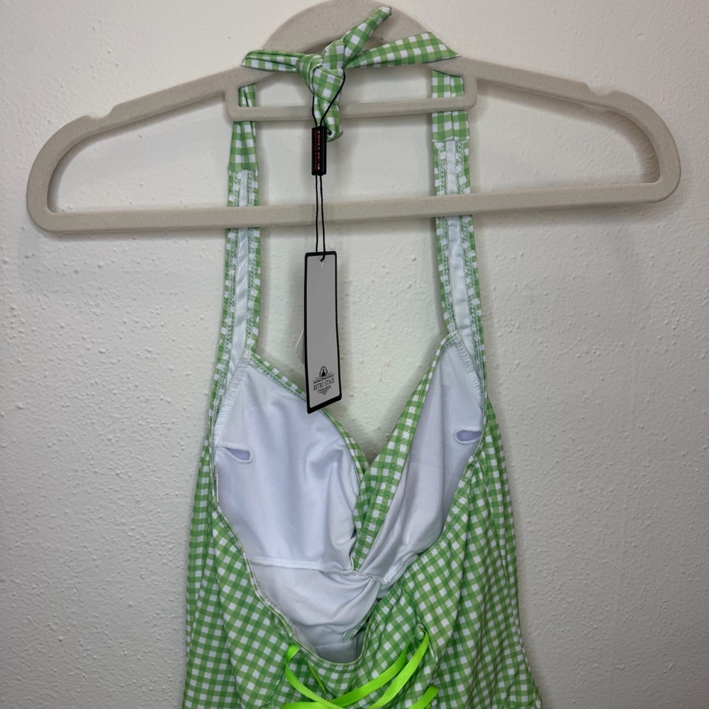 NWT Retro Stage Green and White One Piece Bathing Suiy Size Medium - Picture 10 of 14